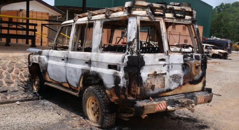 Golden Star Wassa Mine car burnt