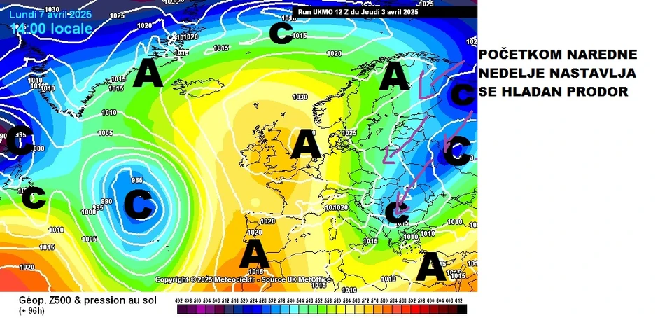 Početkom naredne nedelje nastavlja se hladan prodor