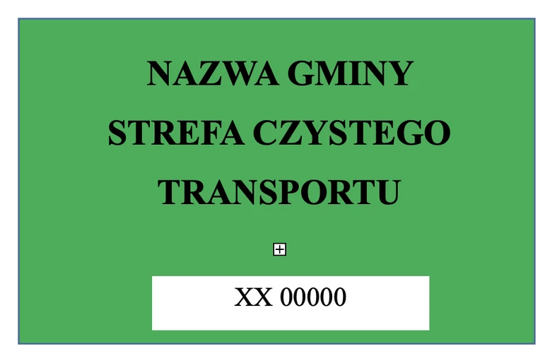 Wzór nalepki uprawniający do korzystania ze stref czystego transportu