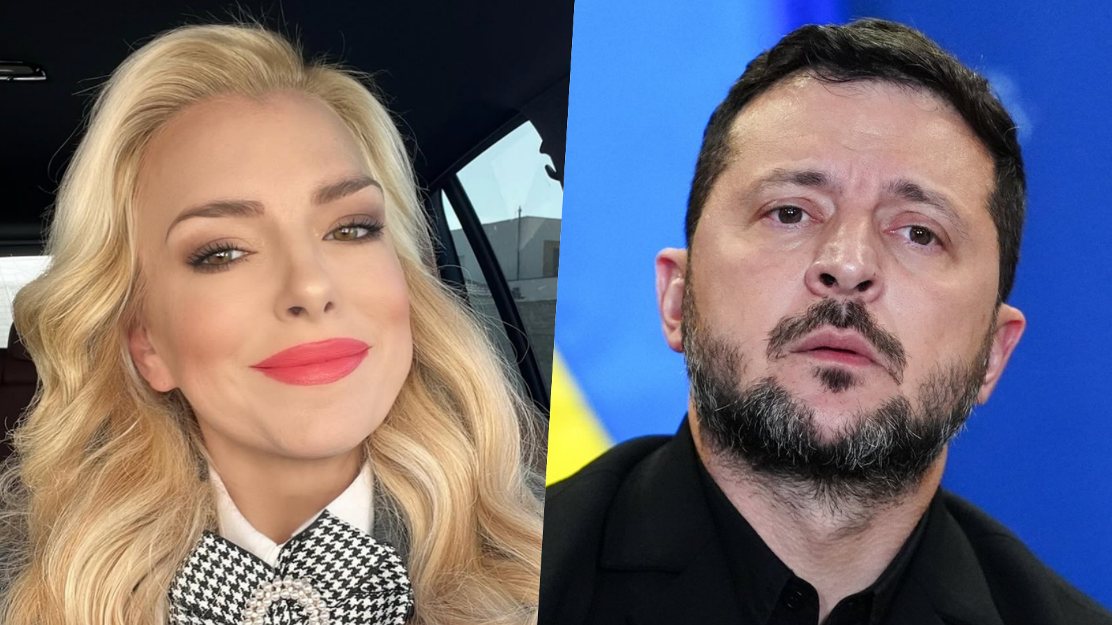 Moderátorka Zlatica Švajdová Puškárová a ukrajinský prezident Volodymyr Zelenskyj. 