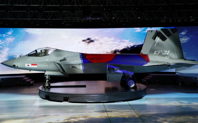 South Korea's KF-21 at its rollout ceremony in Sacheon in 2021.Yonhap via REUTERS