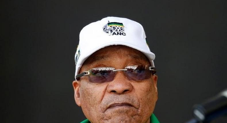 South Africa's President Jacob Zuma waits to address a rally of the ruling African National Congress (ANC) in Port Elizabeth, South Africa April 16, 2016. 