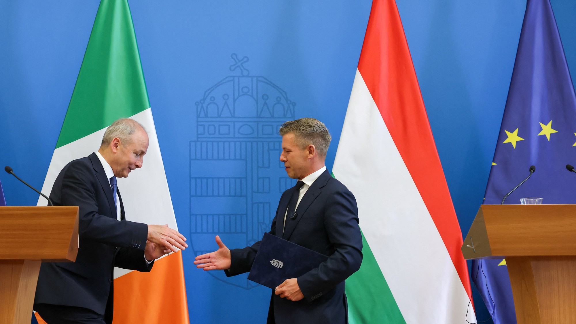 Maďarský premiér Péter Magyar s Írskym premiérom Micheal Martin
