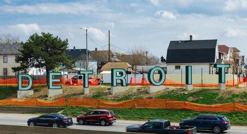 Detroit's new sign attracted controversy after being billed as Hollywood-like.City of Detroit