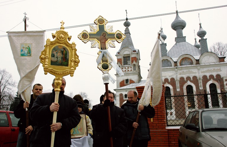 Świeto Chrztu Pańskiego zwane zwyczajowo świętem Jordanu.  Uroczystość w parafii prawosławnej w Sławatyczach celebrowane przez ks Michała Wasilczyka