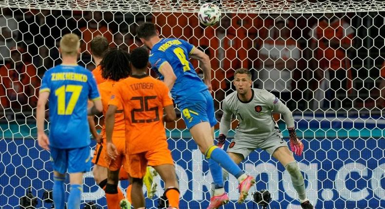 Ukraine looked set to leave with a draw when Roman Yaremchuk (C) equalised late on Creator: Peter Dejong