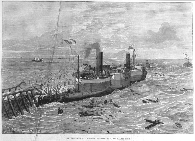 SS Bessemer uderza w molo w Calais