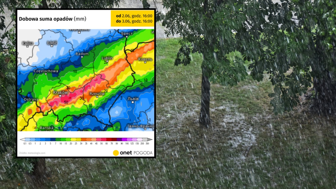 Kilkugodzinna ulewa przejdzie w nocy nad częścią Polski. Możliwe podtopienia