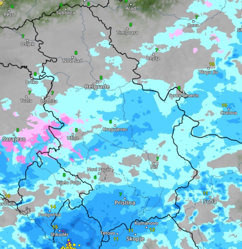 Radarski snimci u 13 sati