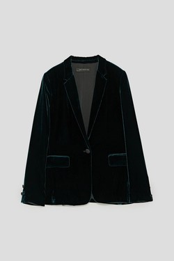 Sötétzöld bársonyblézer ZARA 25995 Ft.