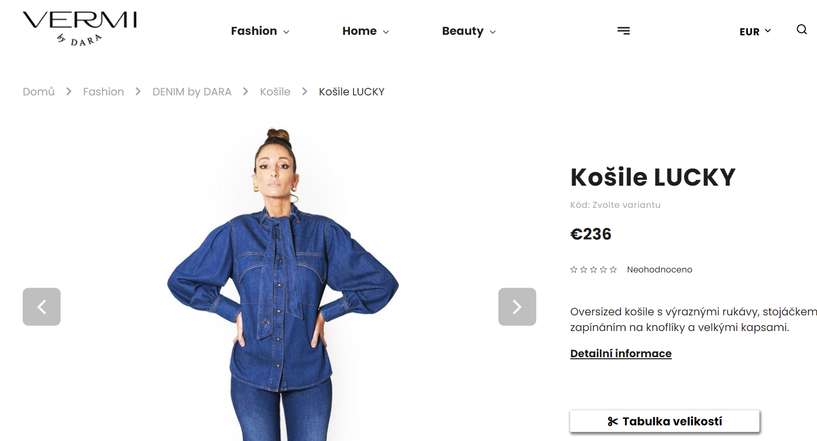 V eshope predávajú košeľu za 236 eur.