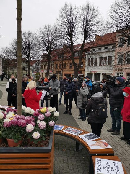 Liderka Ogólnopolskiego Strajku Kobiet Marta Lempart w Gryficach. Foto: E. Brs