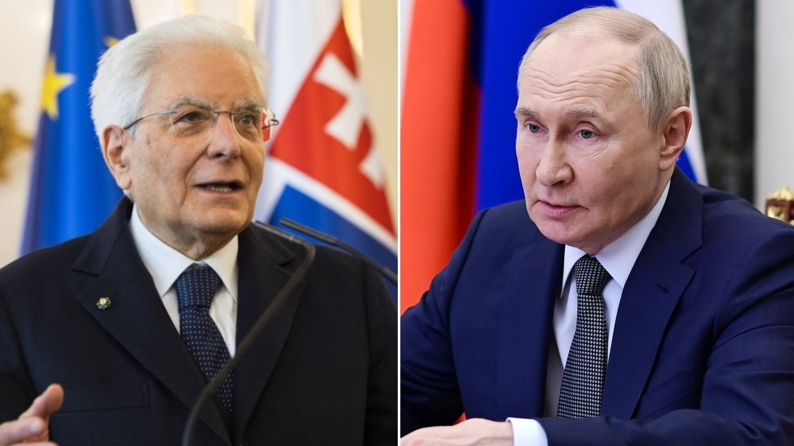 Taliansky prezident Sergio Mattarella a ruský prezident Vladimir Putin.
