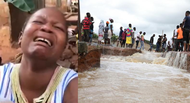 Bereaved mother cries inconsolably as flood water kills her 2 children in Accra