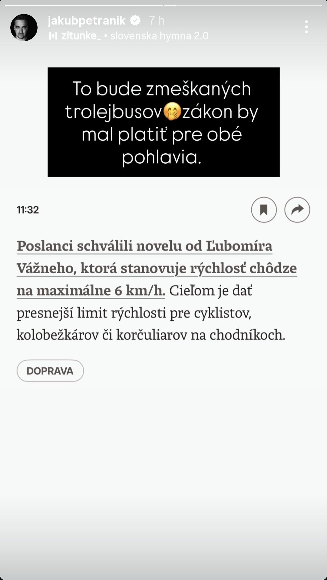 Jakub Petraník si uťahuje z novely zákona, ktorá obmedzuje rýchlosť chôdze.