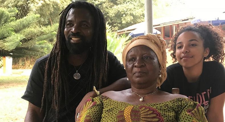 Rocky Dawuni, with his late mother and daugter