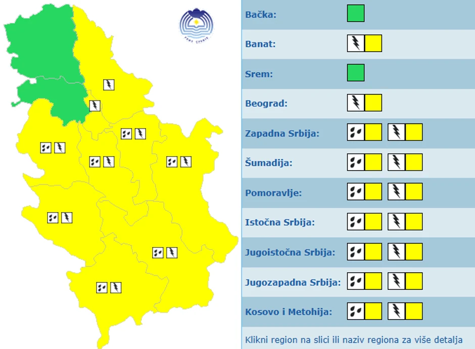 Meteoalarm za subotu 23. maj