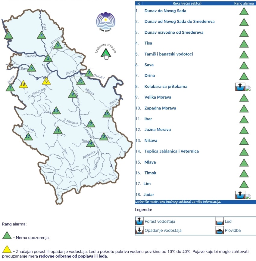 RHMZ je uključio "Žuti" hidroalarm