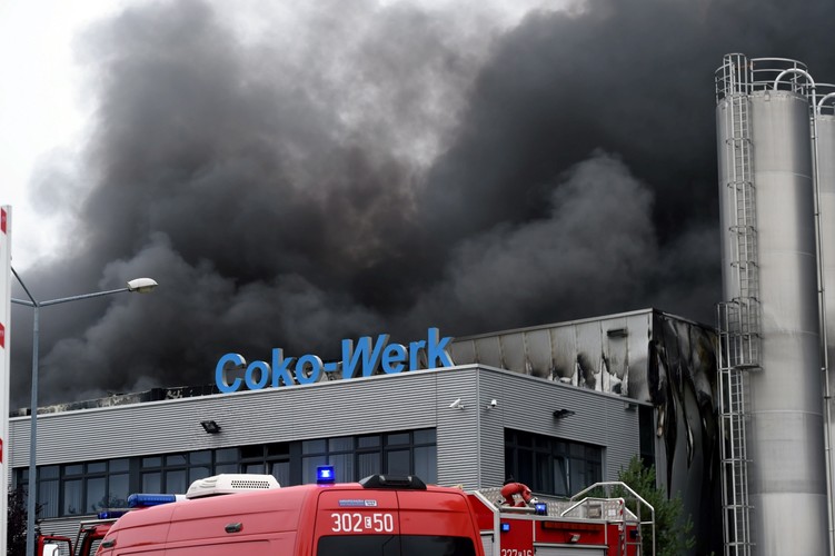 Pożar fabryki w Łodzi