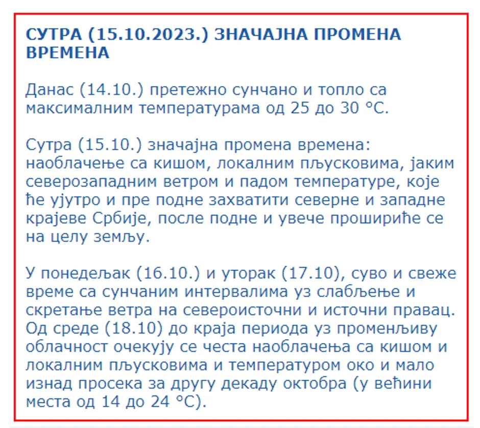 Meteorološka najava