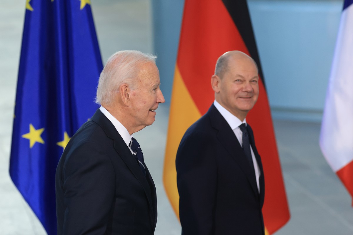 Kanclerz Niemiec Olaf Scholz i prezydent USA Joe Biden. Berlin, Niemcy 18.10.2024