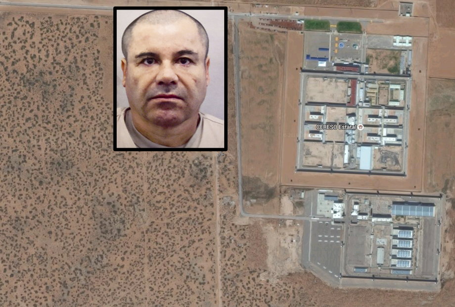Mexican prison Cefereso No. 9, seen from above, is adjacent to a stretch of the Pan-American Highway, just outside Ciudad Juarez and not far from the US border.