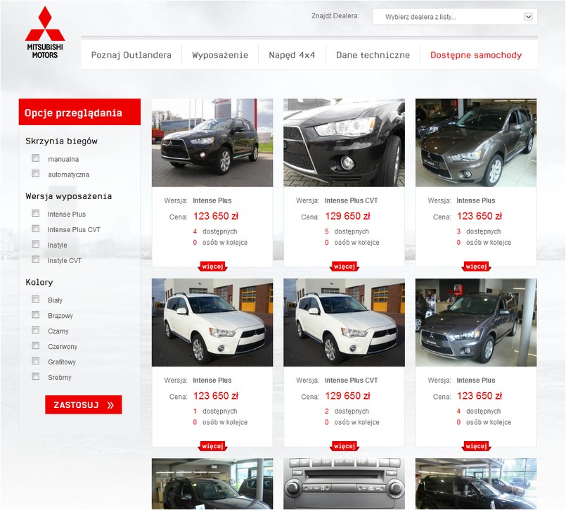 Mitsubishi outlander tylko z internetu