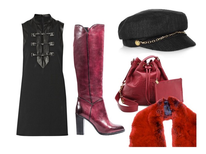 Sukienka Gucci, kozaki Carinii, torba-worek Chanel, gawroszka Maison Michel, futrzany kołnierz Liberty of London