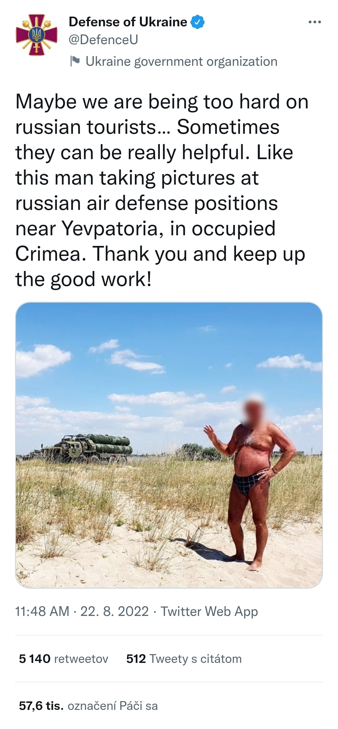 Na fotografiu reagovalo Ukrajinské ministerstvo obrany. 