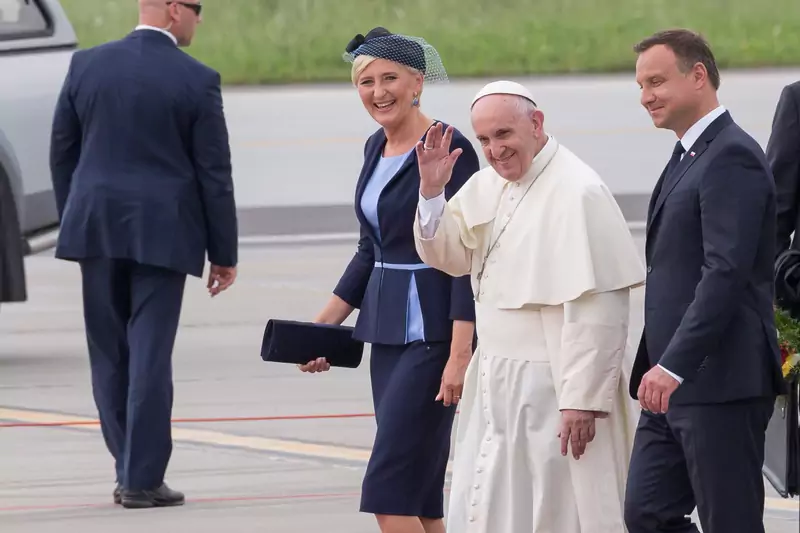 Agata i Andrzej Duda podczas wizyty papieskiej, 2017 / NurPhoto / Getty Images