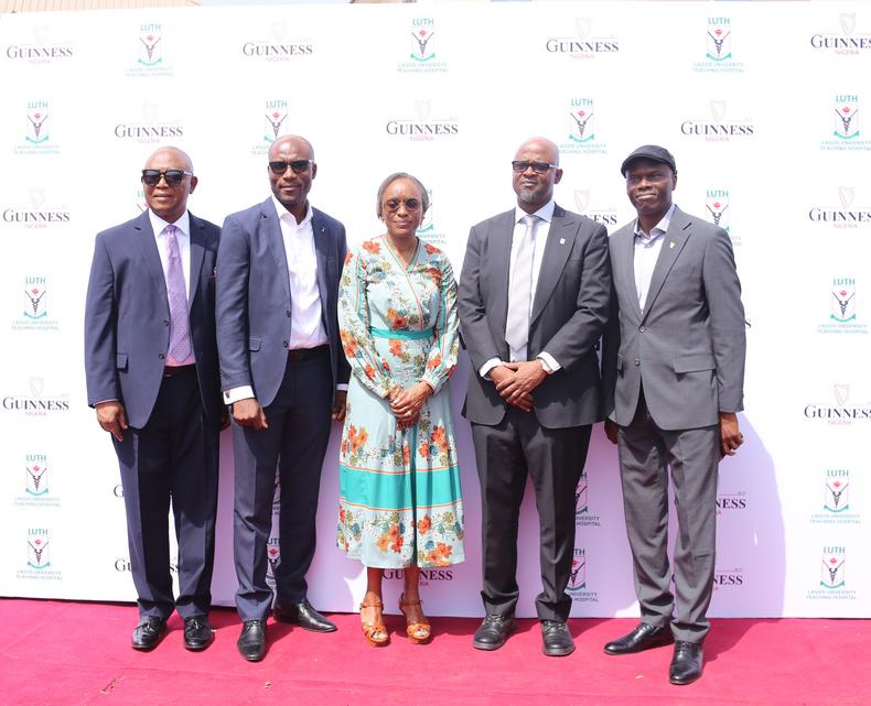 L-R: Special Guest of Honour, Prof Chris Bode; Incoming Managing Director, Guinness Nigeria PLC, Mr. Adebayo Alli; Board Chair Guinness Nigeria PLC, Dr. Omobola Johnson; Chief Medical Director, LUTH, Prof Wasiu Lanre Adeyemo, FAS; Corporate Relations Director Guinness Nigeria PLC, Mr. Rotimi Odusola at the remodelled Guinness Eye Clinic commissioning event.