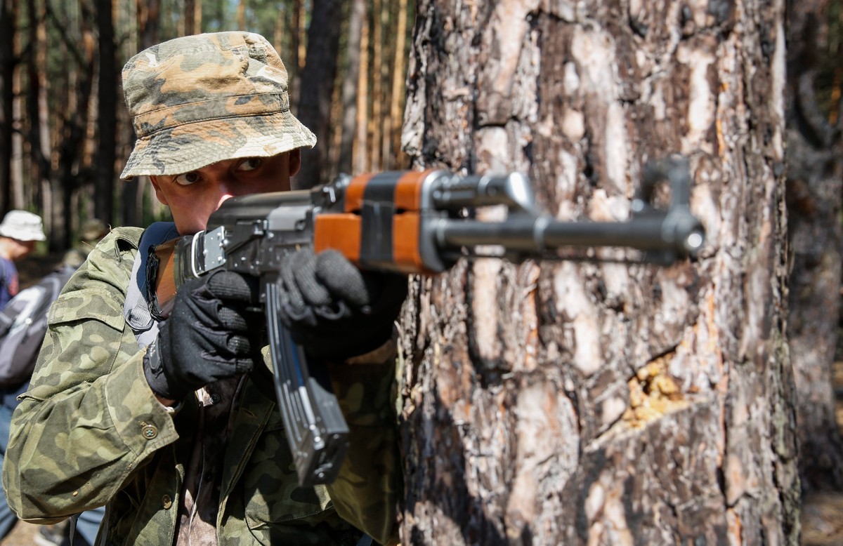 Wojskowy trening mieszkańców Kijowa