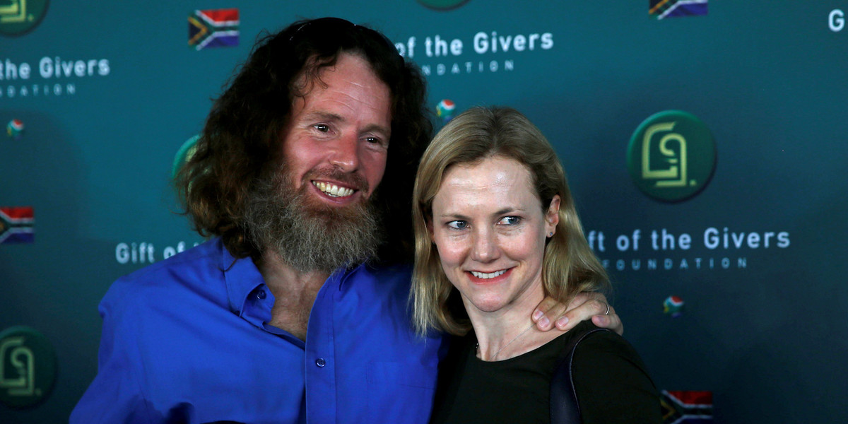 Stephen McGowan with his wife at a media event in Johannesburg, South Africa in August, 2017