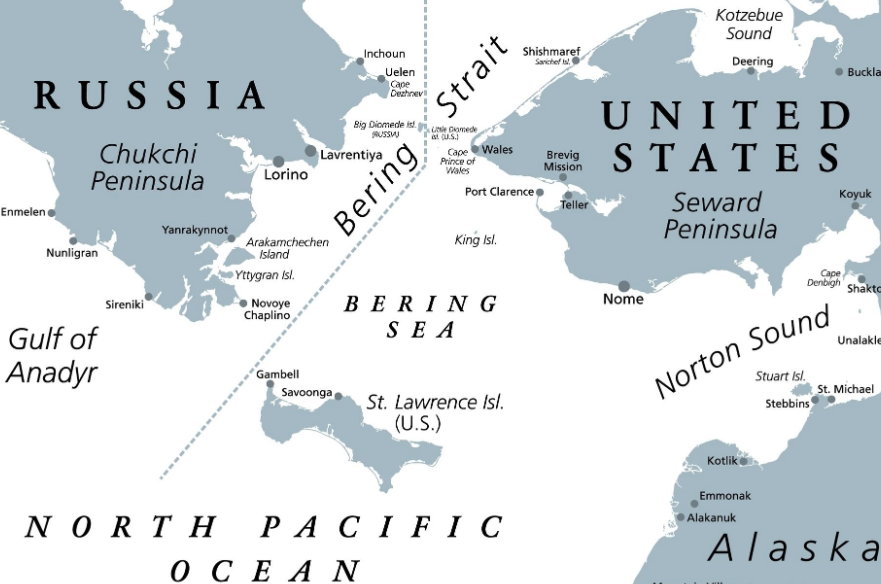 Wyspa Św. Wawrzyńca (St. Lawrence Island) w Cieśninie Beringa pomiędzy Czukotką (Rosja) a Alaską (USA)