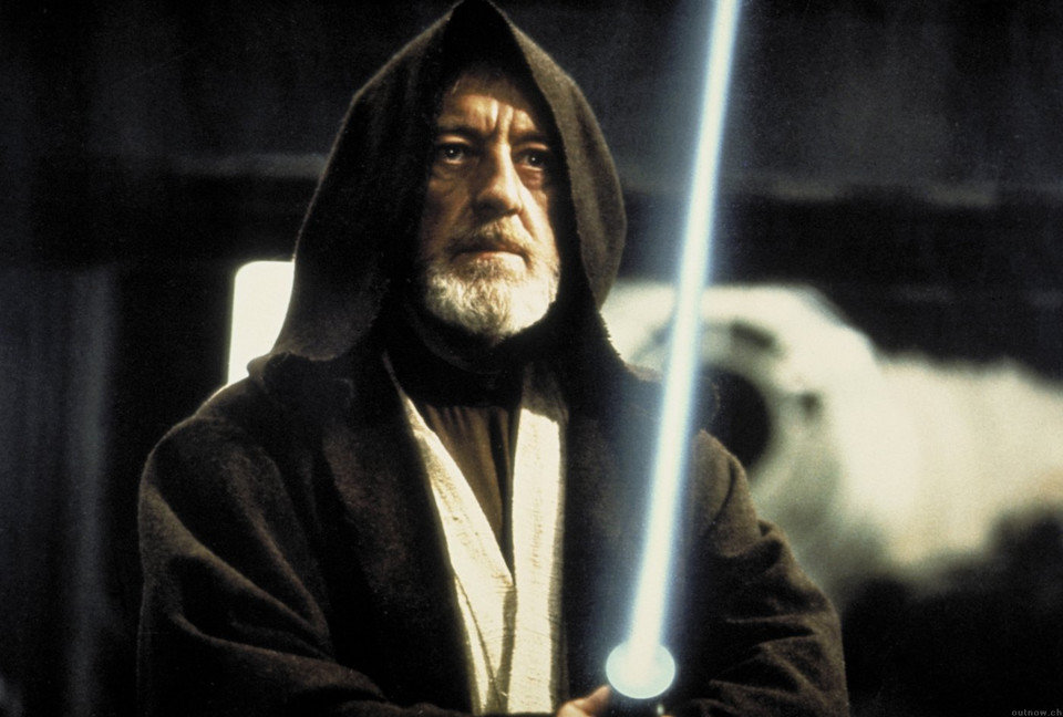 Alec Guinness jako Obi-Wan Kenobi w filmie "Gwiezdne wojny: Część IV - Nowa Nadzieja"