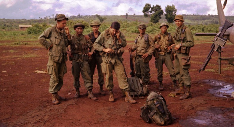 A SOG recon team getting ready for another cross-border operation in Cambodia.