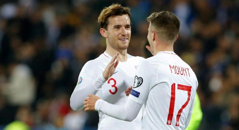 Isolated: Chelsea duo Mason Mount (right) and Ben Chilwell (left) will miss England's final Euro 2020 Group D match against the Czech Republic Creator: Armend NIMANI