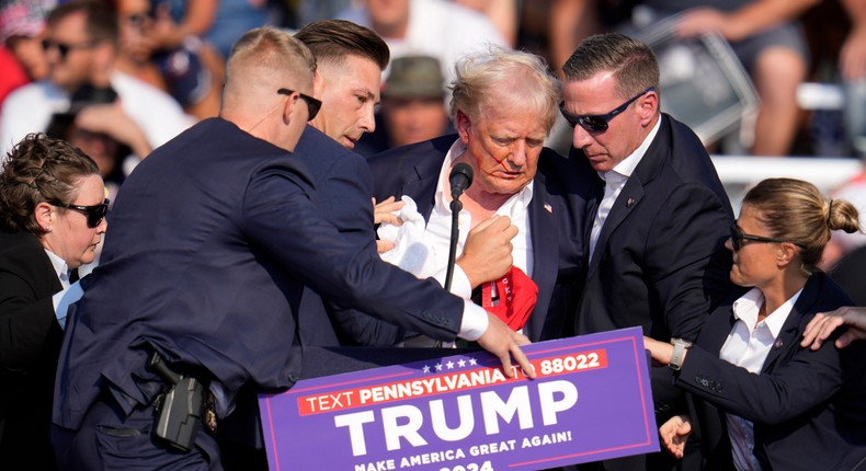 President Donald Trump after being shot at a campaign rally on July 13, 2024.Gene J. Puskar/AP Photo