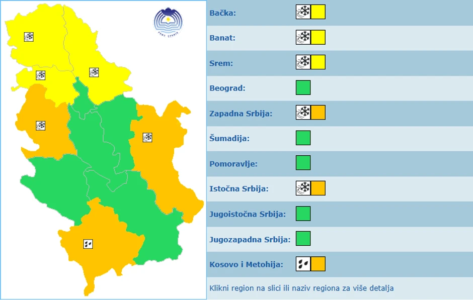 Meteoalarm za 5 januar