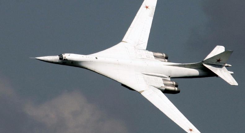 A Russian Tu-160 strategic bomber at the MAKS-2005 international air show in Zhukovsky, outside Moscow, August 16, 2005.