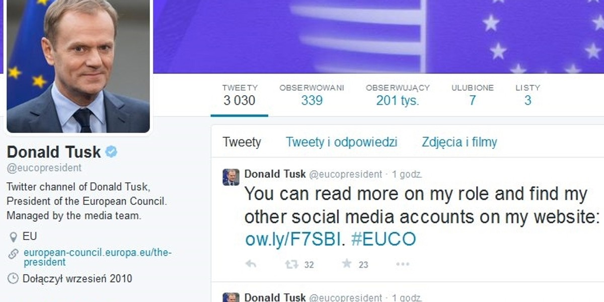 Tusk zaczął pracę w Brukseli od twittowania