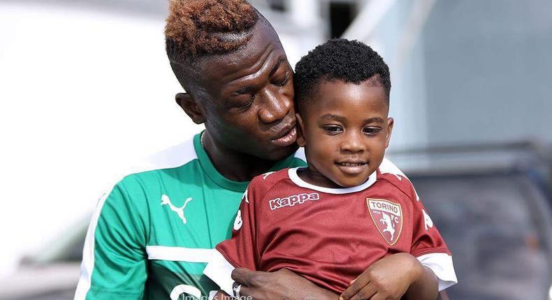 Afriyie Acquah and his son at Black Stars' training