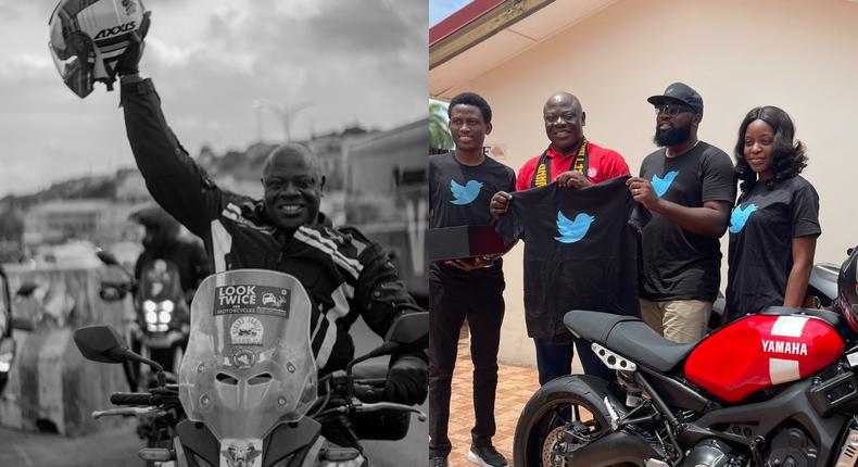 Cyclist who’s riding from London to Lagos finally gets to Ghana