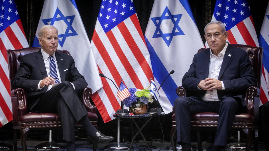 Spotkanie Joe'gp Bidena z Binjaminem Netanjahu w Tel Awiwie, 18 października 2023 r.