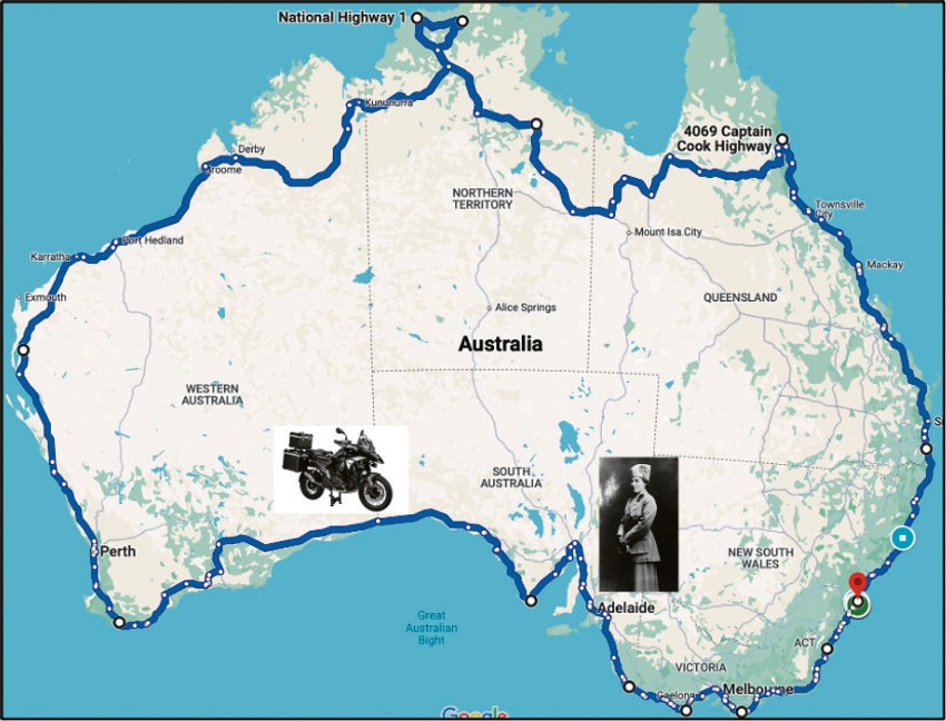 Mapa puta dugog 20.000 km duž obale Australije