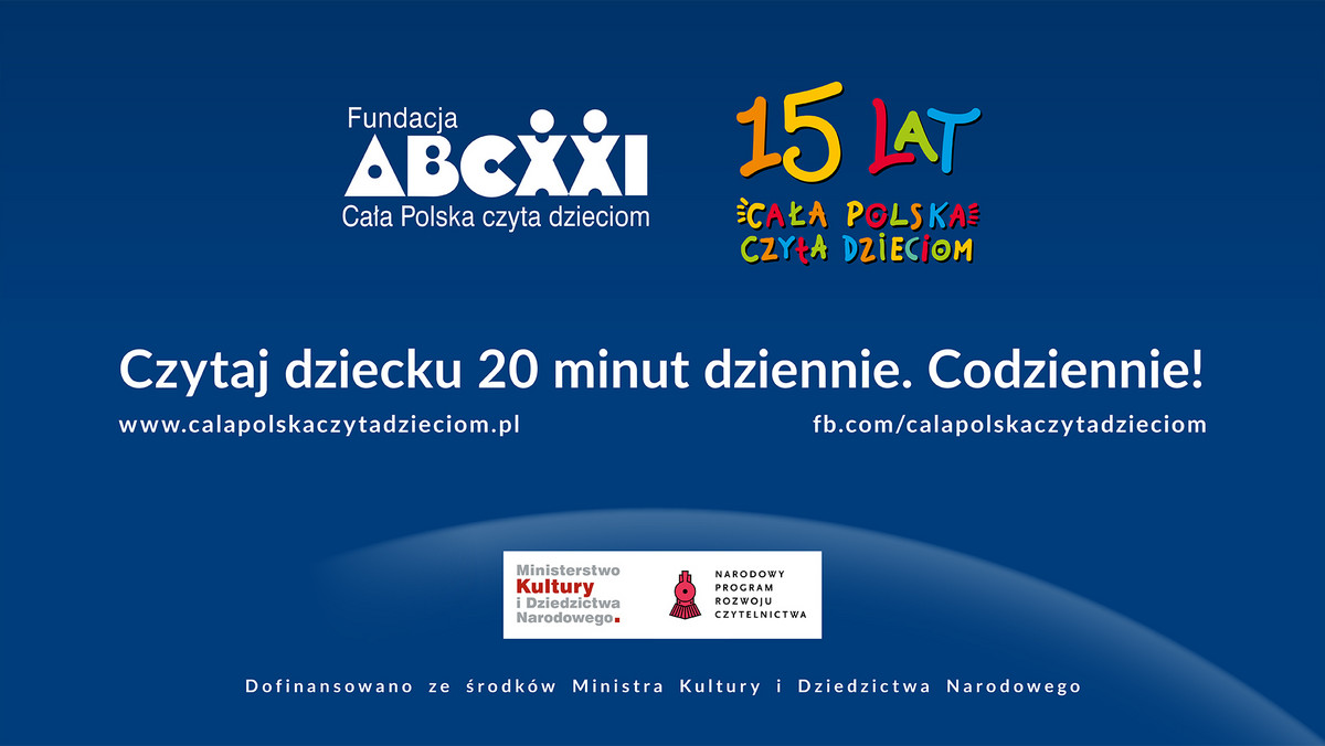 15 lat temu Fundacja ABCXXI "Cała Polska czyta dzieciom" rozpoczęła ogólnopolską kampanię czytania dzieciom. Z okazji 15-lecia Fundacja przygotowała kilka jubileuszowych projektów wydawniczych.