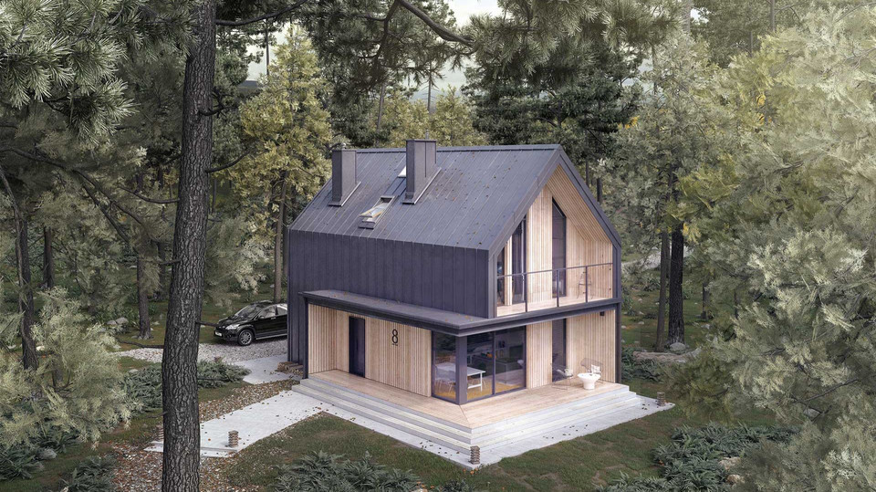 Mały dom z drewna - wyjątkowo zaprojektowane 90 metrów