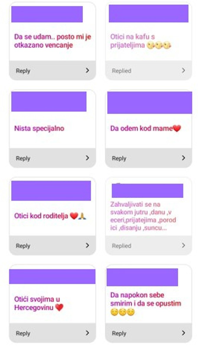 Većina ima slične želje - da se opet vidi sa najmilijima 