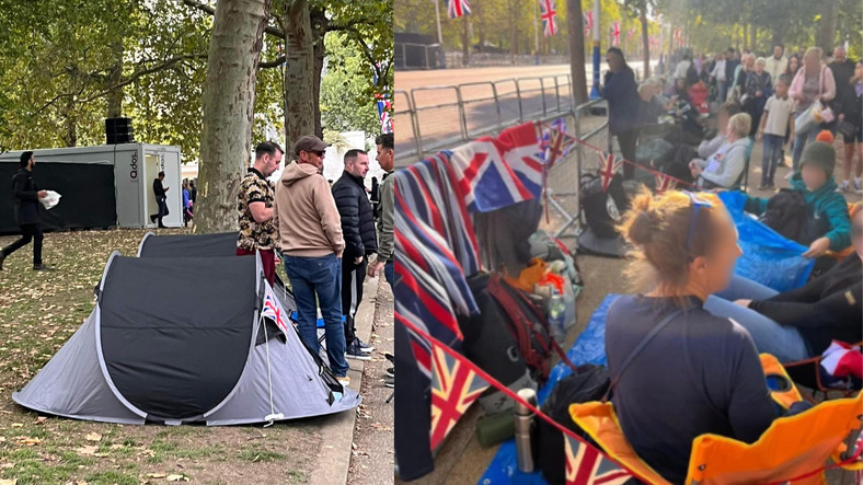 Niektórzy rozłożyli namioty, w których oczekiwali na pogrzeb Elżbiety II