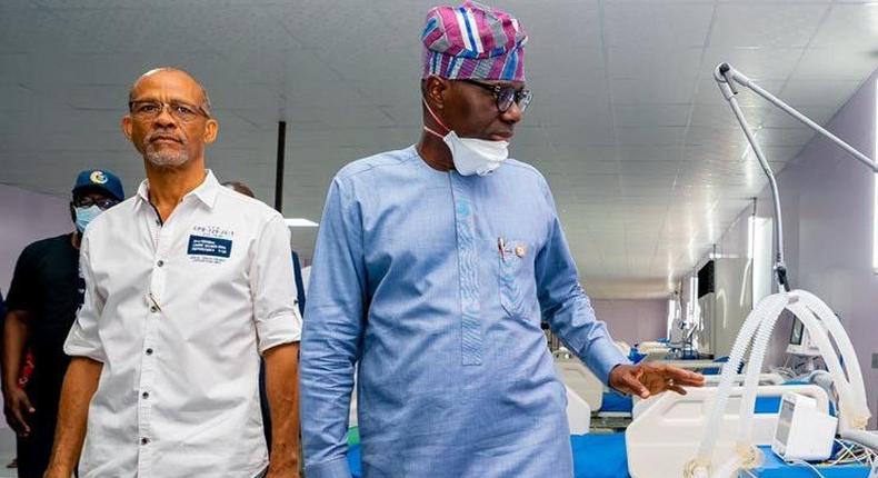 Lagos state Governor, Babajide Sanwo-Olu and Commissioner for Health, Prof. Akin Abayomi. [Twitter/@akinabayomi]